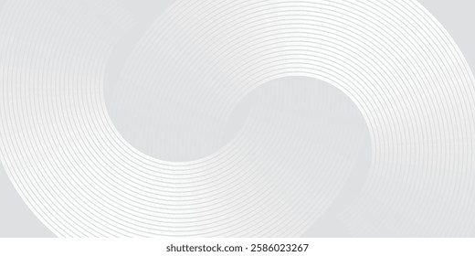 Abstract white glowing geometric lines on gray background. Modern shiny blue circle lines pattern. Futuristic technology concept arts background