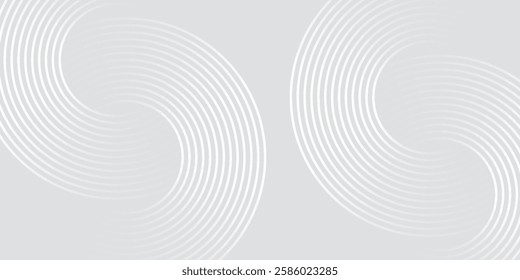 Abstract white glowing geometric lines on gray background. Modern shiny blue circle lines pattern. Futuristic technology concept arts background