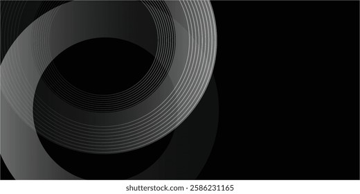Abstract white glowing geometric lines on gray background. Modern shiny blue circle lines pattern. vector