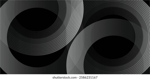Abstract white glowing geometric lines on gray background. Modern shiny blue circle lines pattern. vector