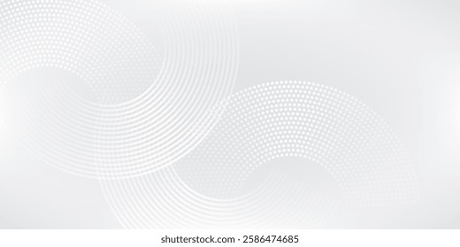 Abstract white glowing geometric lines on gray background. Modern shiny blue circle lines pattern. Futuristic technology concept. Suit for cover, poster,