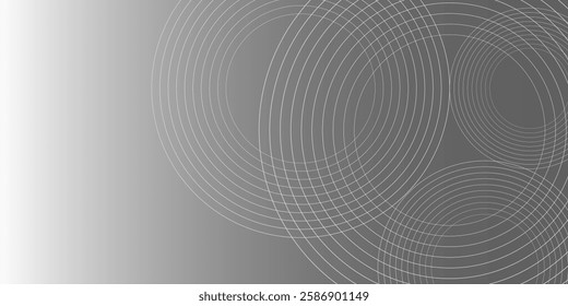 Abstract white glowing geometric lines on gray background. Modern shiny blue circle lines pattern. Futuristic technology concept. Suit for cover, poster
