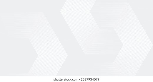 Abstract white glowing geometric lines on gray background. Modern shiny blue hexagon lines pattern. Futuristic technology concept. Suit for cover modern