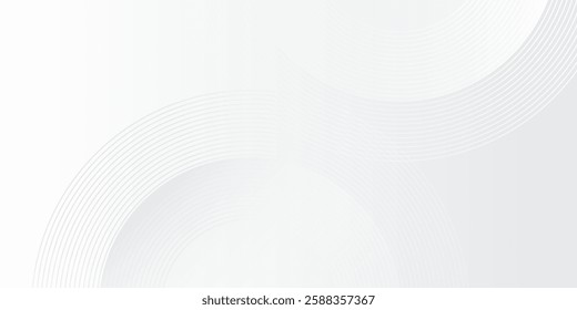 Abstract white glowing geometric lines on gray background. Modern shiny circle background abstract modern