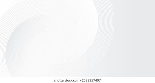 Abstract white glowing geometric lines on gray background. Modern shiny circle background abstract modern simple