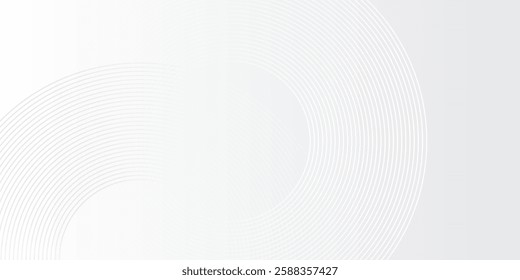 Abstract white glowing geometric lines on gray background. Modern shiny circle background abstract