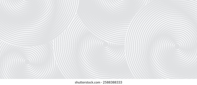 Abstract white glowing geometric lines on gray background. Modern shiny blue circle lines pattern. Futuristic technology concept. Suit for cover, poster,
