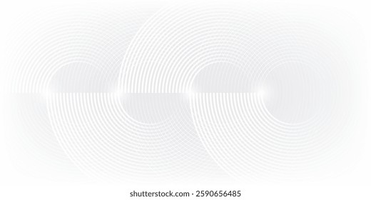 Abstract white glowing geometric lines on gray background. Modern shiny blue circle lines pattern. Futuristic technology concept. Suit for cover, poster,