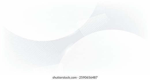 Abstract white glowing geometric lines on gray background. Modern shiny blue circle lines pattern. Futuristic technology concept. Suit for cover, poster,