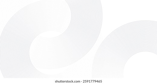Abstract white glowing geometric lines on gray background. Modern shiny blue circle lines illustration modern