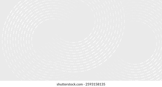 Abstract white glowing geometric lines on gray background. Modern shiny blue circle lines pattern. Futuristic technology concept. 