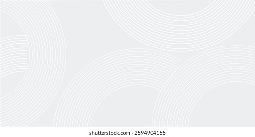 Abstract white glowing geometric lines on gray background. Modern shiny blue circle lines pattern. Futuristic technology concept.
