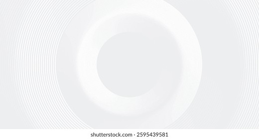Abstract white glowing geometric lines on gray background. Modern shiny blue circle lines pattern. Futuristic technology concept. Suit for cover, poster, banner, brochure, header, website vector