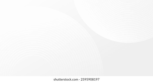 Abstract white glowing geometric lines on gray background. Modern shiny blue circle lines illustration