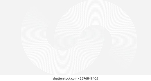 Abstract white glowing geometric lines on gray background. Modern shiny blue circle lines pattern. Futuristic technology concept. modern arts
