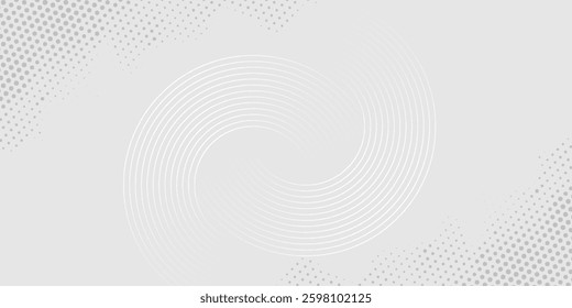 Abstract white glowing geometric lines on gray background. Modern shiny blue circle lines pattern. Futuristic technology concept. Suit for cover, poster, banner, brochure, header, website vector