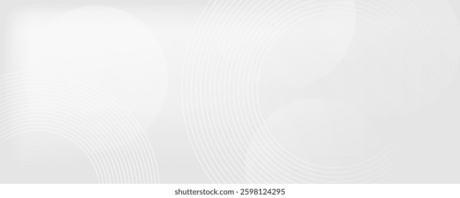 Abstract white glowing geometric lines on gray background. Modern shiny blue circle lines pattern. Futuristic technology concept. Suit for cover, poster,