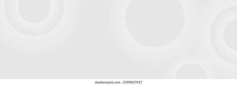 Abstract white glowing geometric lines on gray background. Modern shiny blue circle lines pattern. illustration