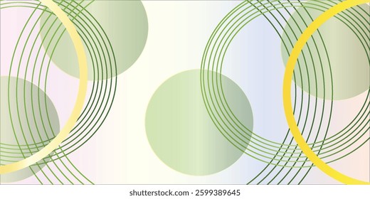 Abstract white glowing geometric lines on green background. Modern shiny yellow circle lines pattern. Futuristic technology concept. Vector illustration