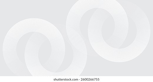 Abstract white glowing geometric lines on gray background. Modern shiny blue circle lines pattern. Futuristic technology concept. Suit for cover, poster, banner, brochure modern arts