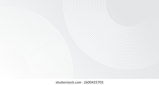 Abstract white glowing geometric lines on gray background. Modern shiny blue circle background abstract simple