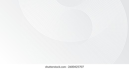 Abstract white glowing geometric lines on gray background. Modern shiny blue circle background