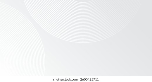 Abstract white glowing geometric lines on gray background. Modern shiny blue circle background abstract