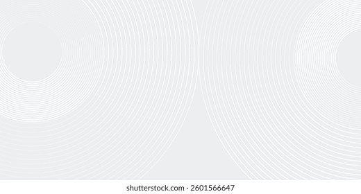 Abstract white glowing geometric lines on gray background. Modern shiny blue circle art lines pattern. Futuristic technology concept. Suit for cover, poster, banner, brochure, header, website vector