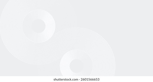 Abstract white glowing geometric lines on gray background. Modern shiny blue circle art lines pattern. Futuristic technology concept. Suit for cover, poster, banner, brochure, header, website vector