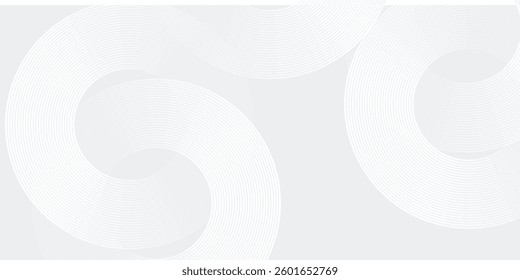 Abstract white glowing geometric lines on gray background. Modern shiny blue circle lines pattern. Futuristic technology concept. Suit for cover, poster modern art