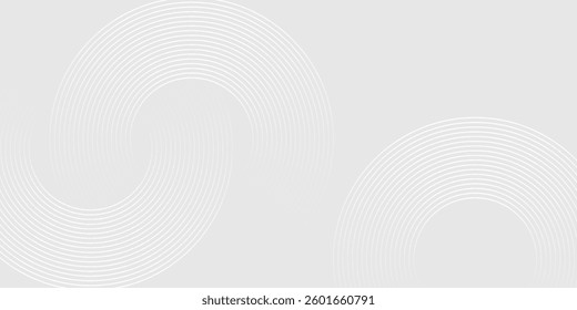Abstract white glowing geometric lines on gray background. Modern shiny blue circle lines pattern. Futuristic technology concept. Suit for cover, poster, banner, brochure, header. vector ilustration