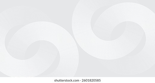 Abstract white glowing geometric lines on gray background. Modern shiny blue circle lines pattern. Futuristic technology concept. Suit for cover, poster, banner, brochure, header, website  modern arts