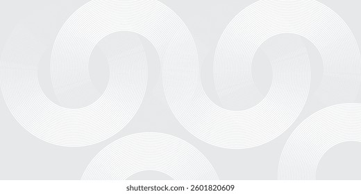 Abstract white glowing geometric lines on gray background. Modern shiny blue circle lines pattern. Futuristic technology concept. Suit for cover, poster, banner, brochure, header, website  modern arts