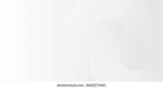 Abstract white glowing geometric lines on gray background. Modern shiny blue circle lines background abstract simple modern