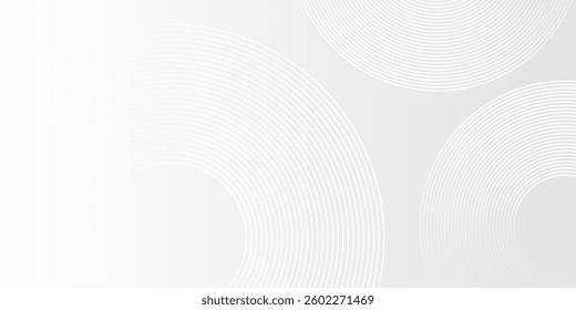 Abstract white glowing geometric lines on gray background. Modern shiny blue circle lines background abstract