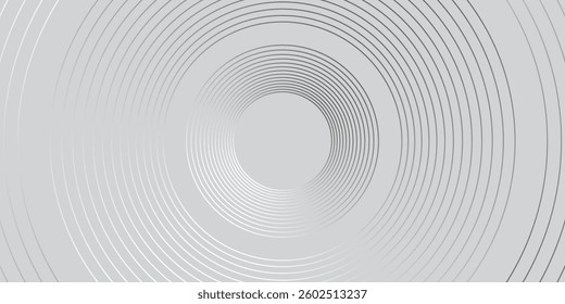 Abstract white glowing geometric lines on gray background. Modern shiny blue circle lines pattern. Futuristic technology concept. Suit for cover, poster