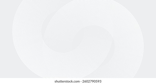 Abstract white glowing geometric lines on gray background. Modern shiny blue circle lines pattern. Futuristic technology concept. Suit for cover, poster, banner,
