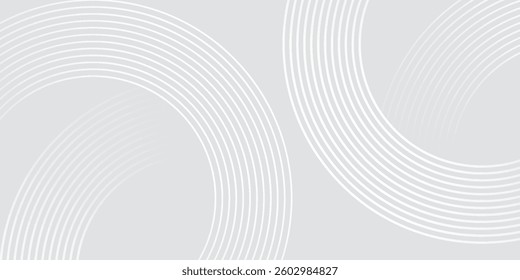 Abstract white glowing geometric lines on gray background. Modern shiny blue circle lines pattern.eps10