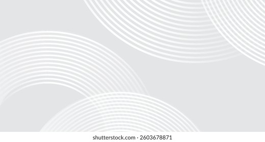Abstract white glowing geometric lines on gray background. Modern shiny blue circle lines pattern. Futuristic technology concept. Suit for cover, poster,