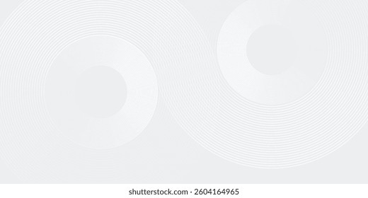 Abstract white glowing geometric lines on gray paint background. Modern shiny blue circle lines pattern. Futuristic technology concept.