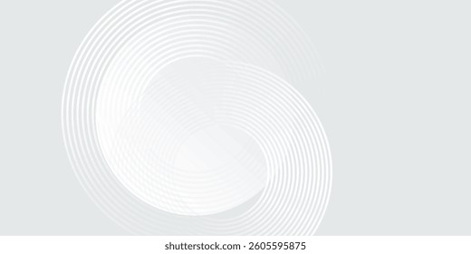 Abstract white glowing geometric lines on gray background. Modern shiny blue circle lines pattern. white arts