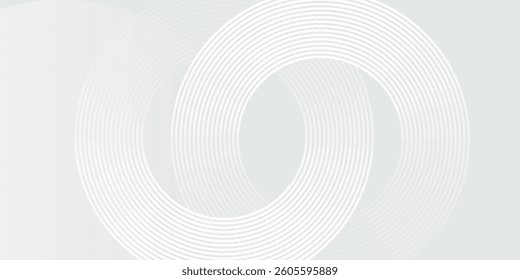 Abstract white glowing geometric lines on gray background. Modern shiny blue circle lines pattern. white arts