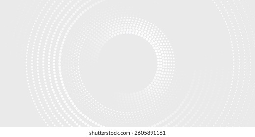 Abstract white glowing geometric lines on gray background. Modern shiny blue circle lines pattern. Futuristic technology concept. Suit for cover, poster,