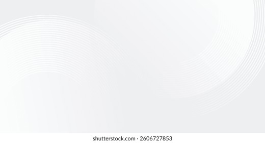 Abstract white glowing geometric lines on gray background. Modern shiny blue circle simple art design