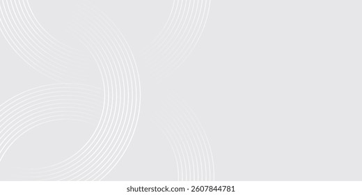 Abstract white glowing geometric lines on gray background. Modern shiny blue circle lines pattern. Futuristic technology concept. Suit for cover, poster,