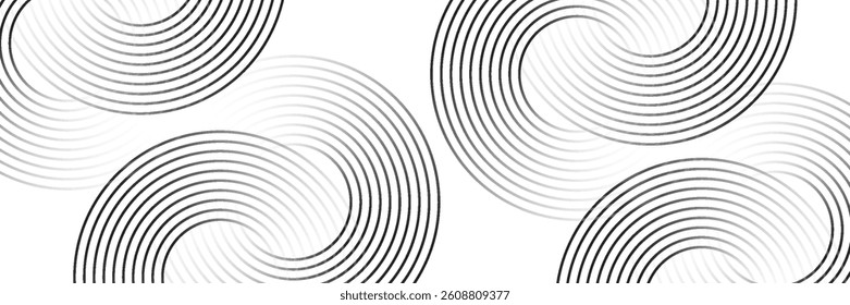 Abstract white glowing geometric lines on gray background. Modern shiny blue circle lines pattern. Futuristic technology concept. Suit for cover, poster. eps 10