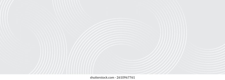 Abstract white glowing geometric lines on gray background. Modern shiny blue circle lines pattern. Futuristic technology concept. Suit for cover, poster,