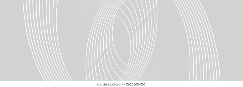 Abstract white glowing geometric lines on gray background. Modern shiny blue circle lines pattern. Futuristic technology concept. Suit for cover, poster. vector ilustration