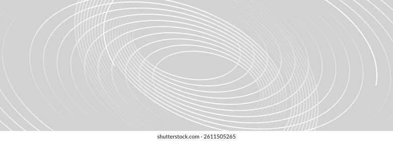 Abstract white glowing geometric lines on gray background. Modern shiny blue circle lines pattern. Futuristic technology concept. Suit for cover, poster. vector ilustration