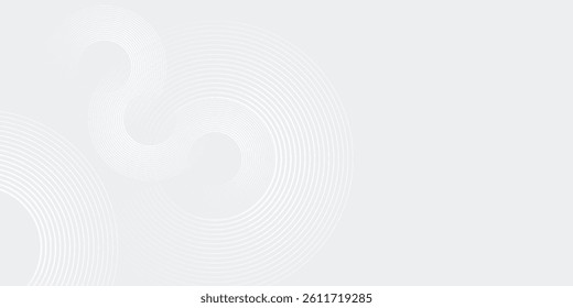 Abstract white glowing geometric lines on gray background. Modern shiny blue circle lines pattern. Futuristic technology concept style